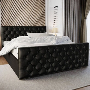 Čalouněná postel Viamao 160x200 v grafitové barvě s úložným boxem v moderním skandinávském stylu s prošívaným čelem a nohama