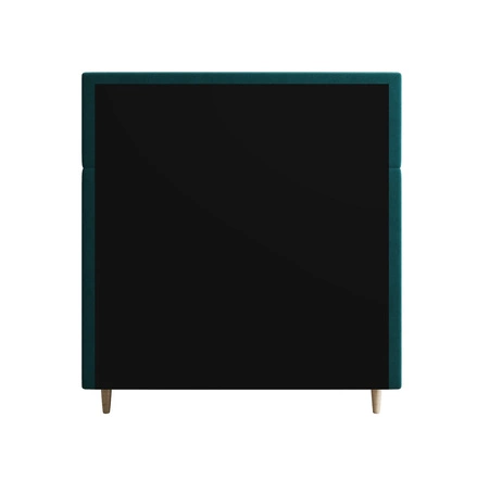 Kontinentální postel Benet 100x200 v tyrkysové barvě v moderním skandinávském stylu s čalouněným čelem a nohami postele s úložným boxem