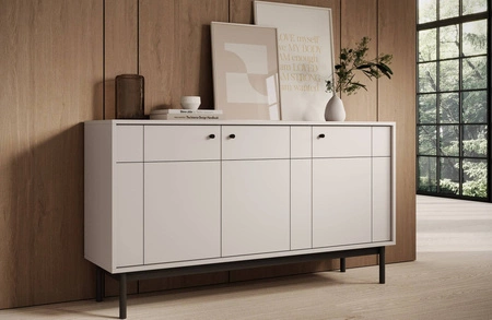 Komoda Modesta 154 cm béžová jednoduchý design ideální komoda do obývacího pokoje nebo ložnice v japonském stylu vysoké dřevěné nohy
