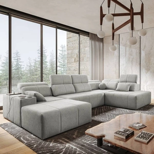 Rohová pohovka s funkcí spaní Tesalia VI šedý jasan levá Moderní a pohodlná rohová pohovka s funkcí posuvného opěradla