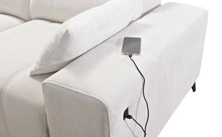 Rohová pohovka s funkcí spaní Penejos VI modrá pravostranná stylová rohová pohovka se dvěma přihrádkami na lůžkoviny odolná látka