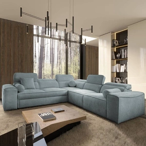 Rohová sedací souprava s funkcí spaní Viano III šedomodrá pravá rohová sedací souprava s kontejnery na lůžkoviny ideální pro moderní interiéry