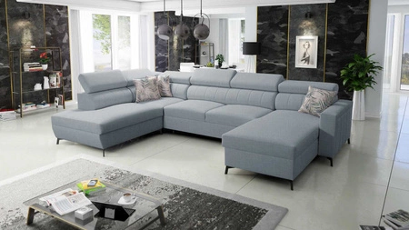 Rohová sedací souprava s funkcí spaní Savona VI arctic blue pravá elegantní a pohodlná rohová sedací souprava do obývacího pokoje se dvěma nádobami na lůžkoviny