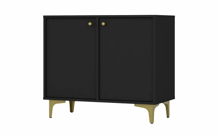 Komoda Kioto I 84 cm černá grafitová minimalistický design dokonalý návrh komody do ložnice nebo obývacího pokoje zlaté úchyty