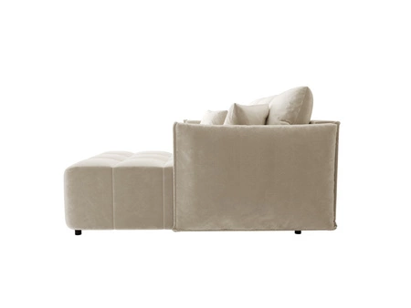 Rohová sedací souprava s funkcí spaní Oroso béžová pravý roh měkká sametová tkanina s hydrofobním potahem nádoba na lůžkoviny