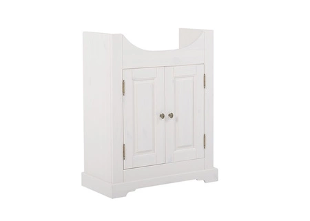 Romantická sada koupelnového nábytku bílá elegantní dřevěné skříňky do koupelny v klasickém stylu vkusné kovové úchytky