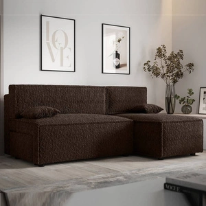 Rohová sedací souprava s funkcí spaní Brandon hnědý pravý roh měkká tkanina s charakteristickou smyčkovou povrchovou nádobou na lůžkoviny