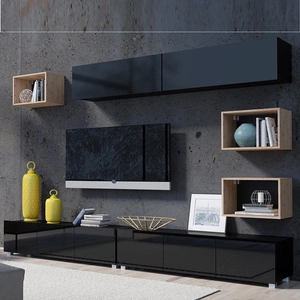 Apulia XXXI černý lesk / dub řemeslná nástěnná skříňka extrémně stylová nástěnná skříňka jednoduché jednotky hodící se do každého interiéru