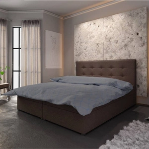 Hnědá kontinentální postel Fresno 160x200 v moderním skandinávském stylu s čelem