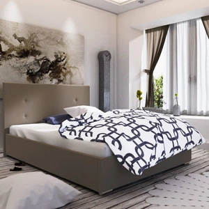 Čalouněná postel Reus 160x200 tmavě béžová s čelem v moderním stylu ideální do ložnice