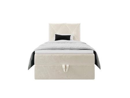 Béžová kontinentální postel Arvada 100x200 v moderním skandinávském stylu s čalouněným čelem postele s úložným boxem