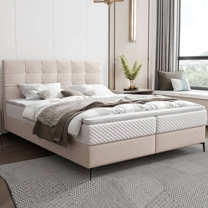 Kontinentální postel Irvine 160x200 béžová Stylová postel s úložným prostorem na lůžkoviny Pohodlné čelo postele zaujme svým elegantním designem
