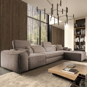 Rohová sedací souprava s funkcí spaní Viano XII světle hnědá pravá rohová sedací souprava se zajímavým tvarem nastavitelné opěrky hlavy dekorativní polštáře