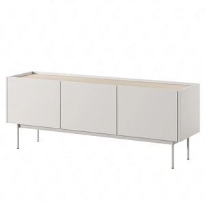 RTV skříň Vellore 97 cm béžová minimalistický design bezúchytková čela kovové nohy v barvě čel skříně snížená horní část