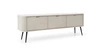TV skříňka Zoya 168 cm béžová moderní design masivní kovové nohy drážkované čelo charakteristický oválný tvar