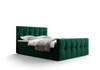 Kontinentální postel Manhattan 160x200 lahvově zelená v moderním skandinávském stylu s čalouněným čelem a podnožkou