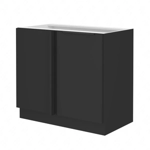 Rohová kuchyňská linka černá 105 ND 1F BB levá kovová hrana úchytky skříňka odolná proti vlhkosti a poškození