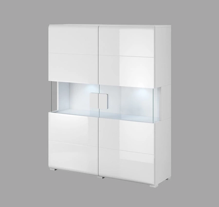 Široký příborník Toledo 122 cm bílý / bílý lesk vysoká kvalita skvělý do obývacího pokoje nebo jídelny