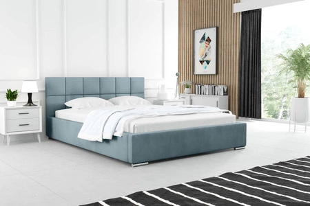 Čalouněná postel Costa 160x200 modrá stylová postel s úložným prostorem na lůžkoviny pohodlný podhlavník zaujme svým elegantním designem