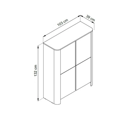 Vysoká komoda Bari 103 cm béžová elegantní design zaoblené hrany masivní soupravy na vysokém podstavci ozdobné zlaté lemování