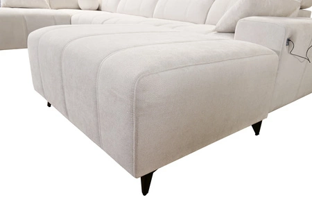 Penejos VI rohová pohovka s funkcí spaní béžová pravostranná stylová rohová pohovka se dvěma lůžkovinami odolná látka