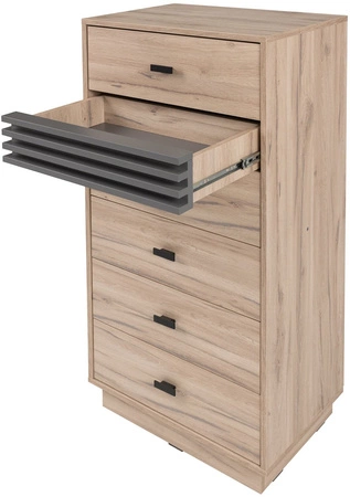 Komoda se zásuvkami Estan 60 cm dub estan světlý / antracit moderní designový nábytek kvalitní zpracování hrany komody zakončené speciální dýhou