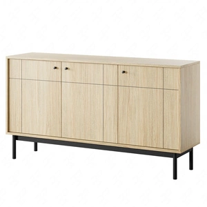 Komoda Modesta 154 cm dub linea jednoduchý design ideální komoda do obývacího pokoje nebo ložnice v japonském stylu vysoké dřevěné nohy