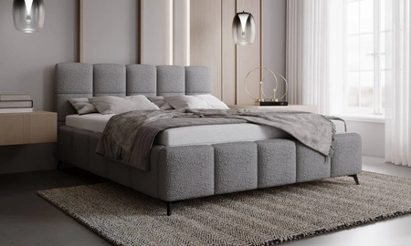 Čalouněná postel Olne 140x200 šedá stylová postel s úložným prostorem na lůžkoviny pohodlný podhlavník zaujme svým elegantním designem
