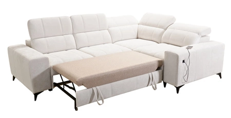 Rohová sedací souprava s funkcí spaní Penejos II béžová pravá rohová sedací souprava se zásobníkem na lůžkoviny pro každodenní pohodlí při lenošení