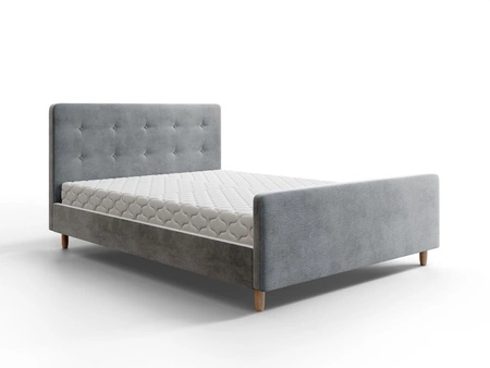 Čalouněná postel Isara 180x200 světle šedá s úložným prostorem v moderním skandinávském stylu s výrazným čelem a podnožkou