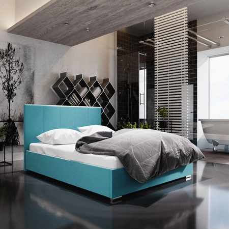 Čalouněná postel Lugo 180x200 modrá s čelem v moderním stylu ideální do ložnice