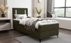 Kontinentální postel Norco 80x200 zelená stylová postel s úložným boxem osvětlení v čele postele dodává jedinečný nádech