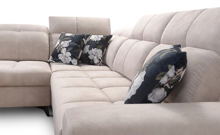 Rohová sedací souprava s funkcí spaní Buffalo IX hnědá levá strana stylová rohová sedací souprava do pokoje z velurové tkaniny dekorativní polštáře