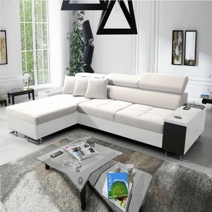 Rohová rozkládací pohovka Dafni ivory / bílá levý samet pohodlí a funkčnost při každodenním odpočinku