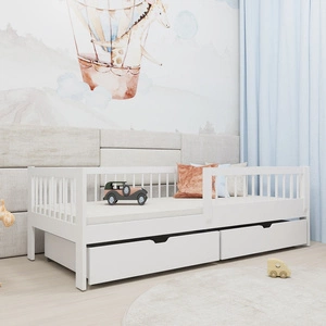 Dřevěná postel Pluto 80x200 cm bílá moderní design masivní konstrukce dětská postel z masivního borovicového dřeva