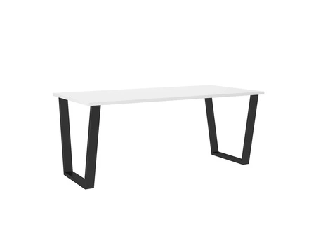 Stůl Woburn 185x90 cm bílá / černá jednoduchý tvar nábytku obohacený o stylové černé nohy v loftovém stylu odolné proti rozlití desky