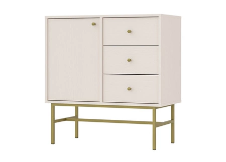 Komoda Kioto III 84 cm béžová moderní design decentní zlaté úchyty kovový rám ideální komoda do obývacího pokoje