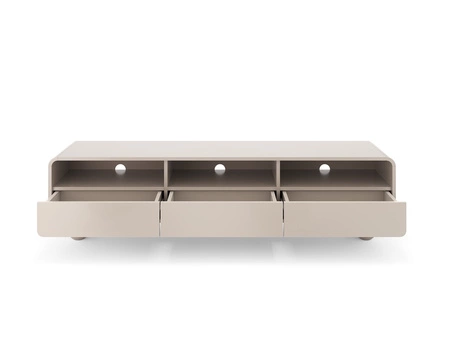 RTV skříňka Bion 180 cm béžová moderní design zaoblené linie TV skříňka designové kulovité nohy