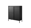 Sesti 104 cm vysoká komoda černá designová komoda s originálním designem na stabilním kovovém podstavci