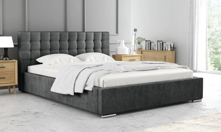 Čalouněná postel Umiky 140x200 tmavě šedá stylová postel s úložným prostorem na lůžkoviny pohodlný podhlavník zaujme svým elegantním designem