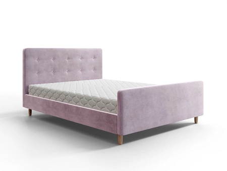 Čalouněná postel Isara 160x200 pudrově růžová s boxem v moderním skandinávském stylu s výrazným čelem a nohou