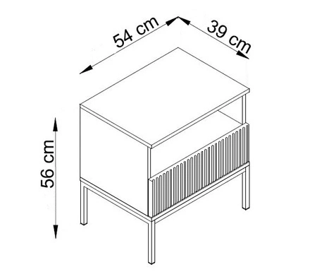 Noční stolek se zásuvkou Amma béžový vkusný drážkovaný dekor LED osvětlení ideální skříňka do ložnice
