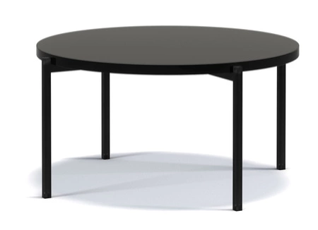 Kulatý konferenční stolek 84 cm Sampi černý lesklý nadčasový design masivní kovová podnož ideální stolek do každého prostředí