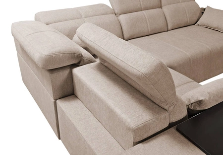 Rohová pohovka s funkcí spaní Tesalia II Lux mint levá pohodlná rohová pohovka s posuvným opěradlem a výsuvnou podnožkou