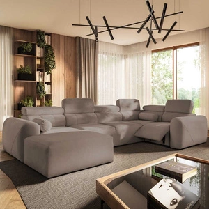 Rohová pohovka s funkcí spaní Cantare IV Lux tmavě béžová levá Pečlivě zpracovaná rohová sedačka do obývacího pokoje se zvedací opěrkou nohou