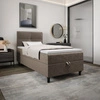 Kontinentální postel Melba 90x200 světle hnědá v moderním skandinávském stylu s čalouněným čelem postele s úložným boxem