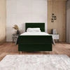 Kontinentální postel Benet 120x200 lahvově zelená v moderním skandinávském stylu s čalouněným čelem a nohou postele s úložným boxem