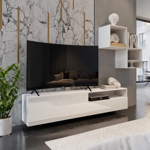 Mesini bílá / bílý lesk Moderní nástěnná skříňka do obývacího pokoje Praktický systém zásuvek s otevíráním push to open