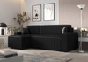 Rohová sedací souprava s funkcí spaní Brandon Bis černá levá trojrozměrná tkanina s výrazným pruhovaným kontejnerem na lůžkoviny