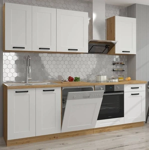 Sada kuchyňského nábytku Luis 250 cm skříňky vypadají skvěle v klasických i moderních interiérech